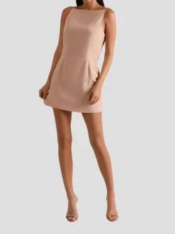 Soie V Back Slip Dress in Blush