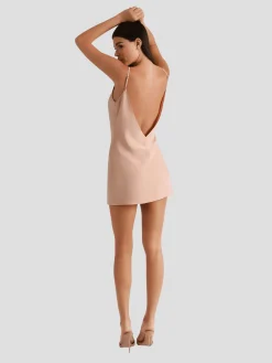 Soie V Back Slip Dress in Blush