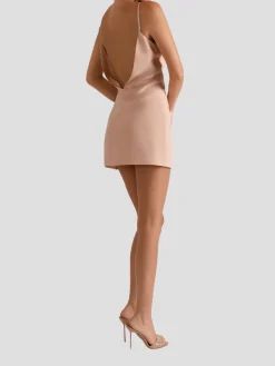 Soie V Back Slip Dress in Blush