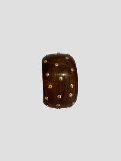 Teak Bracelet with Gold Dots