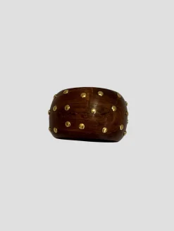 Teak Bracelet with Gold Dots