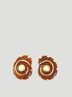 Tortoise Crystal Dot Snail Clip Earring