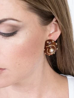 Tortoise Crystal Dot Snail Clip Earring