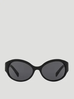 Triomphe Oversized Round-Frame Black Acetate Sunglasses