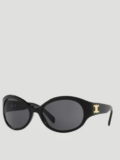 Triomphe Oversized Round-Frame Black Acetate Sunglasses