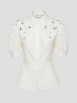 White Cotton Embellished Top