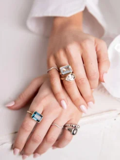 White Topaz Pear Cut Jollie Ring