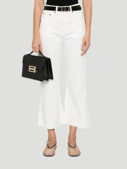 White Wide-Leg Cropped Jeans