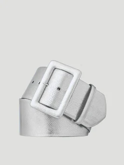 Wide Karung Belt with Covered Buckle in Silver